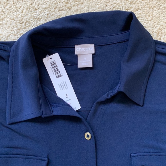NWT Chico’s Jersey Fabric Shirt Dress/Maxi Dress, navy, Chico's sz 3 - Picture 8 of 10